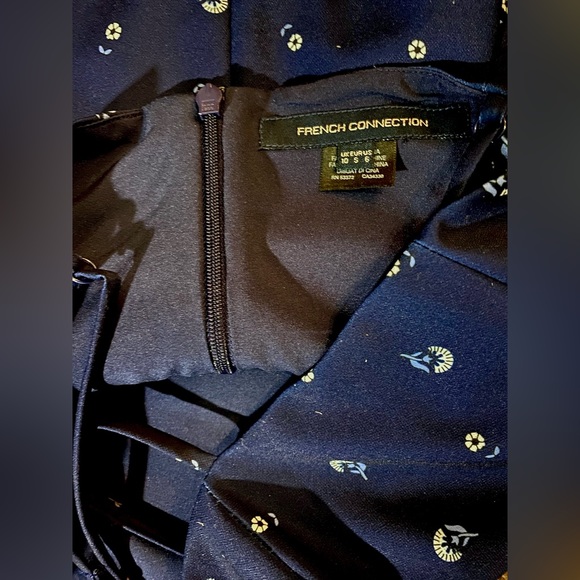 French Connection Whisper Micro Floral Print A-line Mini Dress in Blue Lobelia - Picture 8 of 9